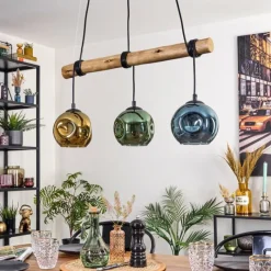 Lampes Dorées-hofstein Ripoll Suspension, Boule lumineuse, Suspension Écru, Noir, 3 lumières