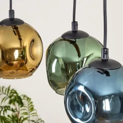 Lampes Dorées-hofstein Ripoll Suspension, Boule lumineuse, Suspension Écru, Noir, 3 lumières