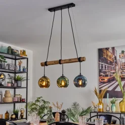 Lampes Dorées-hofstein Ripoll Suspension, Boule lumineuse, Suspension Écru, Noir, 3 lumières