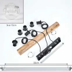 Style Boho-Chic-hofstein Ripoll Suspension, Boule lumineuse, Suspension Écru, Noir, 3 lumières