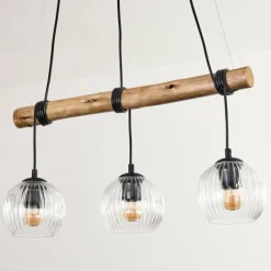 Style Boho-Chic-hofstein Ripoll Suspension, Boule lumineuse, Suspension Écru, Noir, 3 lumières