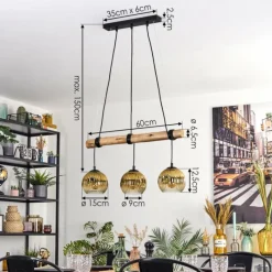 Lampes Dorées-hofstein Ripoll Suspension, Boule lumineuse, Suspension Écru, Noir, 3 lumières