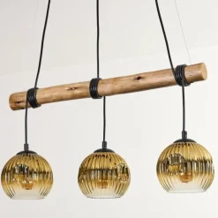 Lampes Dorées-hofstein Ripoll Suspension, Boule lumineuse, Suspension Écru, Noir, 3 lumières