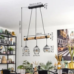 Suspension Verre Fumé-hofstein Ripoll Suspension, Boule lumineuse, Suspension Écru, Noir, 3 lumières