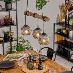 hofstein Ripoll Suspension, Boule lumineuse, Suspension Écru, Noir, 3 lumières