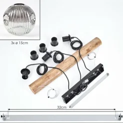 hofstein Ripoll Suspension, Boule lumineuse, Suspension Écru, Noir, 3 lumières