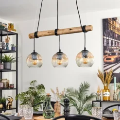 hofstein Ripoll Suspension, Boule lumineuse, Suspension Écru, Noir, 3 lumières