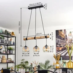 hofstein Ripoll Suspension, Boule lumineuse, Suspension Écru, Noir, 3 lumières