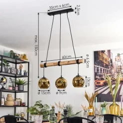 Lampes Dorées-hofstein Ripoll Suspension, Boule lumineuse, Suspension Écru, Noir, 3 lumières