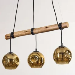 Lampes Dorées-hofstein Ripoll Suspension, Boule lumineuse, Suspension Écru, Noir, 3 lumières