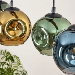 Lampes Dorées-hofstein Ripoll Suspension, Boule lumineuse, Suspension Écru, Noir, 5 lumières