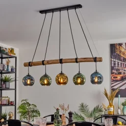 Lampes Dorées-hofstein Ripoll Suspension, Boule lumineuse, Suspension Écru, Noir, 5 lumières