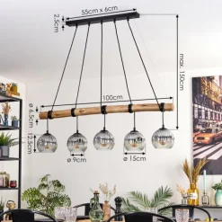 hofstein Ripoll Suspension, Boule lumineuse, Suspension Écru, Noir, 5 lumières