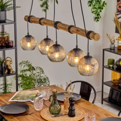 hofstein Ripoll Suspension, Boule lumineuse, Suspension Écru, Noir, 5 lumières