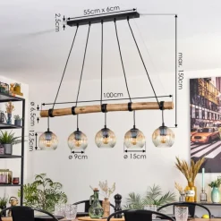 hofstein Ripoll Suspension, Boule lumineuse, Suspension Écru, Noir, 5 lumières