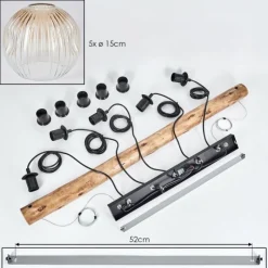 hofstein Ripoll Suspension, Boule lumineuse, Suspension Écru, Noir, 5 lumières