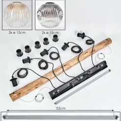 hofstein Ripoll Suspension, Boule lumineuse, Suspension Écru, Noir, 5 lumières