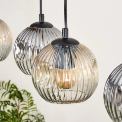 hofstein Ripoll Suspension, Boule lumineuse, Suspension Écru, Noir, 5 lumières