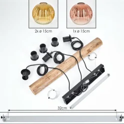 Lampes Dorées-hofstein Ripoll Suspension, Boule lumineuse, Suspension Écru, Noir, 3 lumières