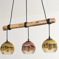 Lampes Dorées-hofstein Ripoll Suspension, Boule lumineuse, Suspension Écru, Noir, 3 lumières