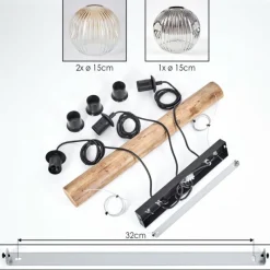 hofstein Ripoll Suspension, Boule lumineuse, Suspension Écru, Noir, 3 lumières