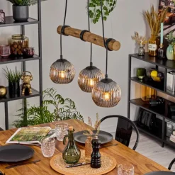 Suspension Verre Fumé-hofstein Ripoll Suspension, Boule lumineuse, Suspension Écru, Noir, 3 lumières