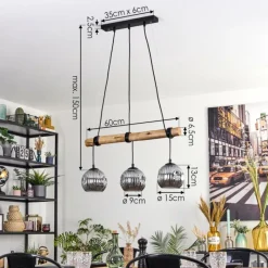 Suspension Verre Fumé-hofstein Ripoll Suspension, Boule lumineuse, Suspension Écru, Noir, 3 lumières