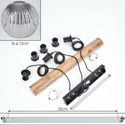 Suspension Verre Fumé-hofstein Ripoll Suspension, Boule lumineuse, Suspension Écru, Noir, 3 lumières