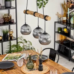 Suspension Verre Fumé-hofstein Ripoll Suspension, Boule lumineuse, Suspension Écru, Noir, 3 lumières