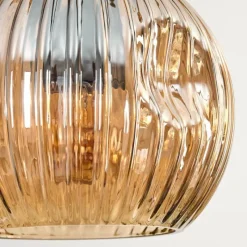 hofstein Ripoll Suspension, Boule lumineuse, Suspension Écru, Noir, 3 lumières