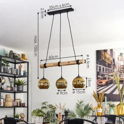 Lampes Dorées-hofstein Ripoll Suspension, Boule lumineuse, Suspension Écru, Noir, 3 lumières