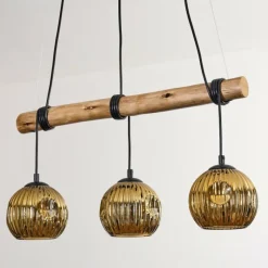 Lampes Dorées-hofstein Ripoll Suspension, Boule lumineuse, Suspension Écru, Noir, 3 lumières