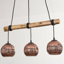 Style Boho-Chic-hofstein Ripoll Suspension, Boule lumineuse, Suspension Écru, Noir, 3 lumières