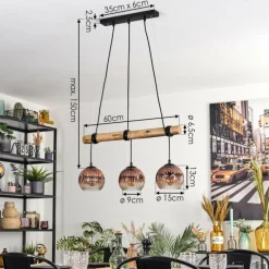 Style Boho-Chic-hofstein Ripoll Suspension, Boule lumineuse, Suspension Écru, Noir, 3 lumières