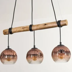 Style Boho-Chic-hofstein Ripoll Suspension, Boule lumineuse, Suspension Écru, Noir, 3 lumières