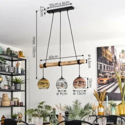 Lampes Dorées-hofstein Ripoll Suspension, Boule lumineuse, Suspension Écru, Noir, 3 lumières