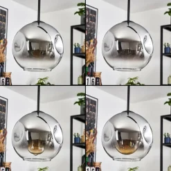 hofstein Ripoll Suspension, Boule lumineuse, Suspension Chrome, Clair, Fumé, 3 lumières