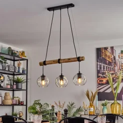 hofstein Ripoll Suspension, Boule lumineuse, Suspension Écru, Noir, 3 lumières