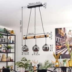 hofstein Ripoll Suspension, Boule lumineuse, Suspension Écru, Noir, 3 lumières