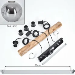 hofstein Ripoll Suspension, Boule lumineuse, Suspension Écru, Noir, 3 lumières