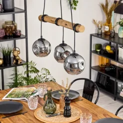 hofstein Ripoll Suspension, Boule lumineuse, Suspension Écru, Noir, 3 lumières