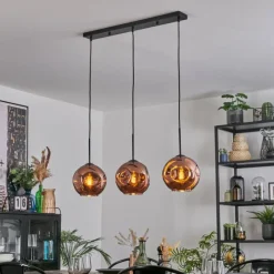 hofstein Ripoll Suspension, Boule lumineuse, Suspension Cuivré, 3 lumières