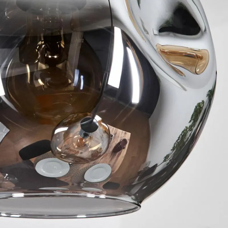 hofstein Ripoll Suspension, Boule lumineuse, Suspension Ambre, Fumé, 3 lumières