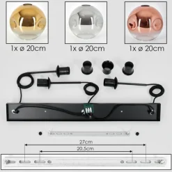 Lampes Dorées-hofstein Ripoll Suspension, Boule lumineuse, Suspension Or, Clair, Cuivré, Fumé, 3 lumières