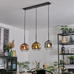 Lampes Dorées-hofstein Ripoll Suspension, Boule lumineuse, Suspension Or, Clair, Cuivré, Fumé, 3 lumières