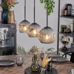 hofstein Ripoll Suspension, Boule lumineuse, Suspension Clair, Fumé, 3 lumières