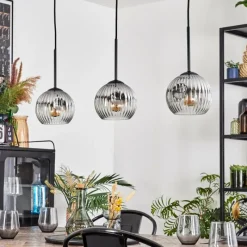 hofstein Ripoll Suspension, Boule lumineuse, Suspension Clair, Fumé, 3 lumières