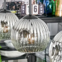 hofstein Ripoll Suspension, Boule lumineuse, Suspension Clair, Fumé, 3 lumières