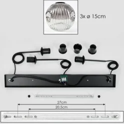 hofstein Ripoll Suspension, Boule lumineuse, Suspension Clair, Fumé, 3 lumières