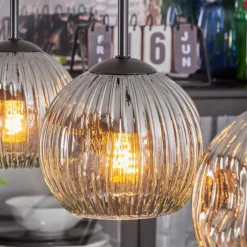 hofstein Ripoll Suspension, Boule lumineuse, Suspension Clair, Fumé, 3 lumières